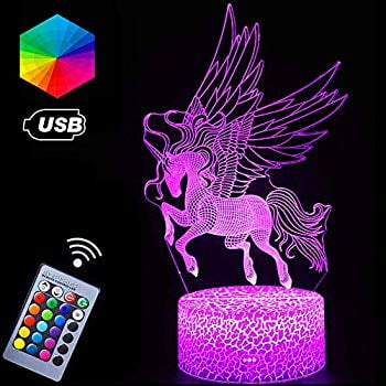 Unicorn Night Lights,3D Optical Illusion LED Lamps with Remote Control /& RGB Colors Sleep Aid /& Night Guidance Home Bedroom Decorations Bday Party,Christmas Gift Ideas for Girls Teen Mothers